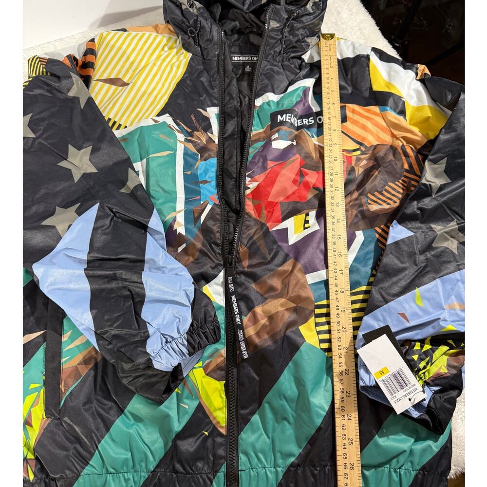 Members Only Streetwear Graphic Puffer Jacket Artistic Size M NWT